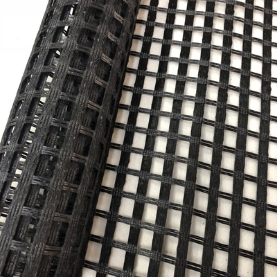 Μαύρο φίμπεργκλας Geogrid πλέγματος επίγειας σταθεροποίησης για το πεζοδρόμιο τσιμέντου